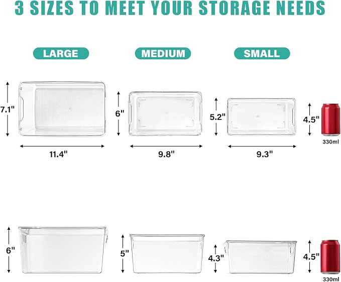 6 Pack Small Clear Storage Bins with Lids, Acrylic Arts and Craft Storage Containers, Stackable Clear Plastic Craft Storage Bins with Handles for Classroom Storage Organization,Kitchen, Fridge, Office - Image 3