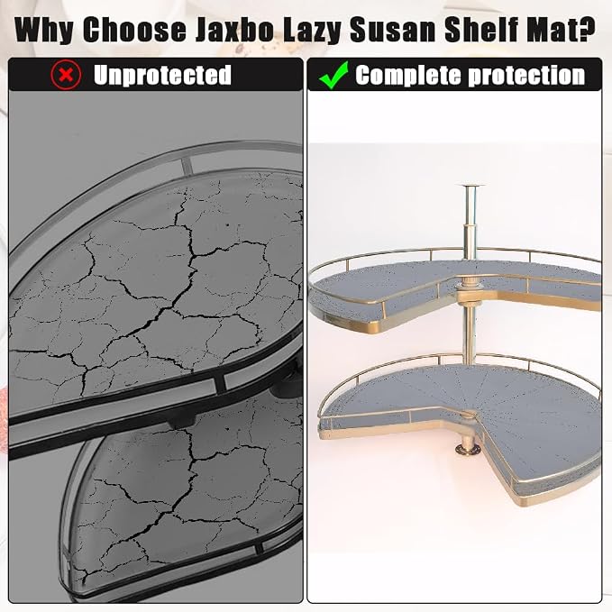 2 PCS 26" Lazy Susan Shelf Liner, Jaxbo Silicone Lazy Susan Liner for Dual Tier Pie Cut Organizer,Non-Slip Thermal Protection Mat - Image 5