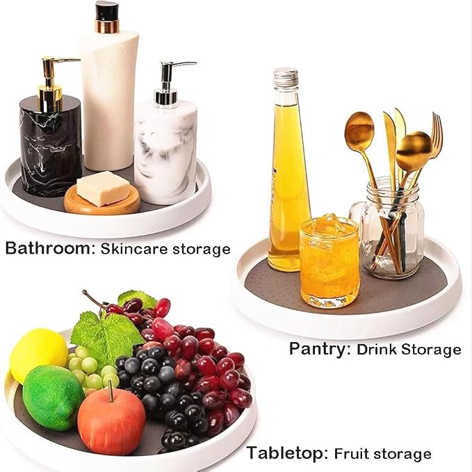 10 Inches Lazy Susan Turntable, Pantry Organizers and Storage Spice Rack Can Organizer for Kitchen Cabinet Fridge, Decorative Tray for Fruit, Corner Cabinet Pantry Bathroom Cosmetic Farmhouse - Image 7
