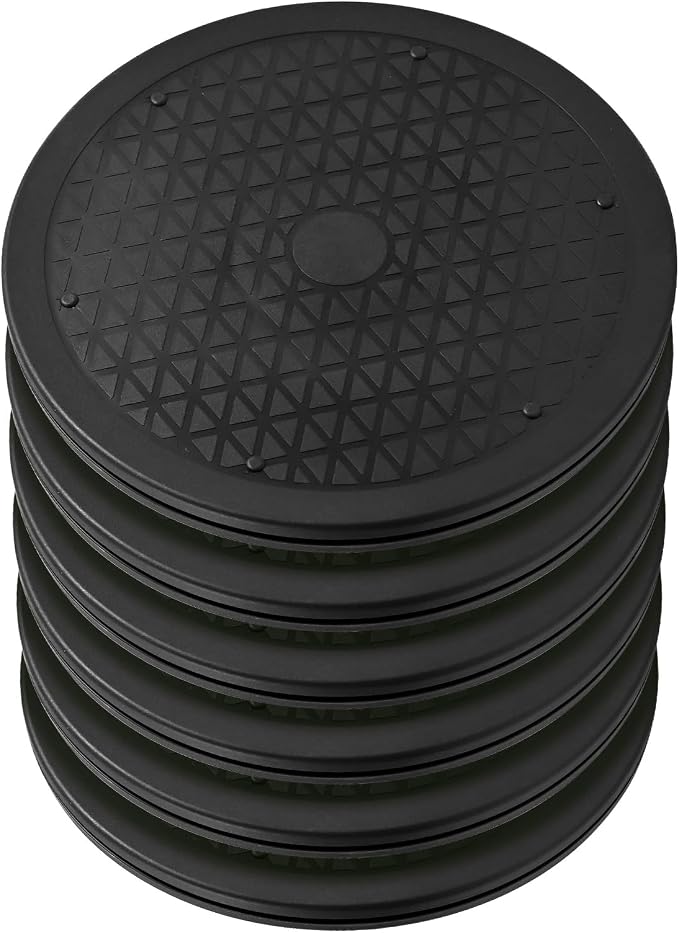 Lazy Susan Turntable 6 Pack, 12 Inch Black Plastic Organizer for Cabinet | Rotating Turntable Organizer for Pantry, Fridge, Kitchen Countertop, Bathroom Vanity by Unknown