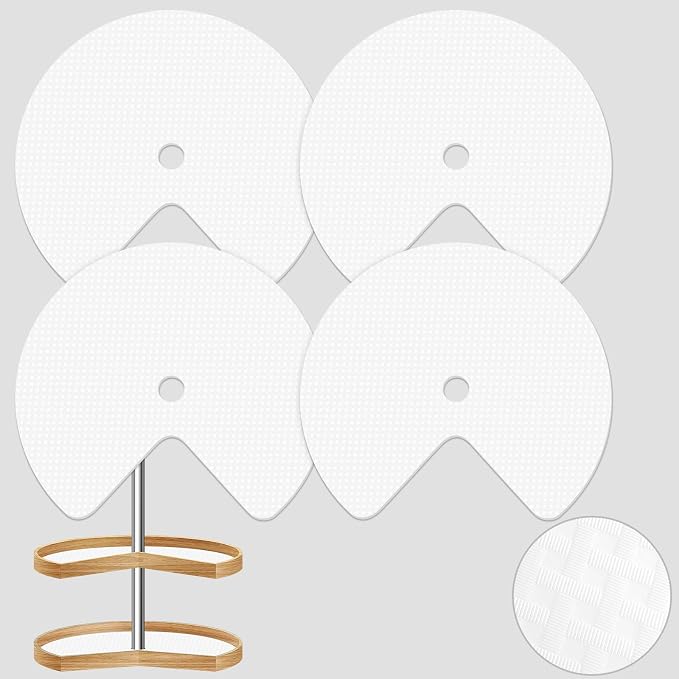 4 Pack 26In Lazy Susan Shelf Liner, Upgraded Composite Materials Circle Lazy Susan Liner for Kitchen Cabinets, Non Adhesive Liners Mats for Shelf Drawer Refrigerator Cupboard (4 Pack-White) by Lconvicely