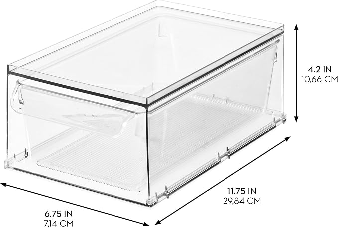 iDesign Stackable Kitchen Storage Drawer, Set of 4, Clear | For Fridge, For Pantry, For Under-Sink, For Cabinet - Image 3