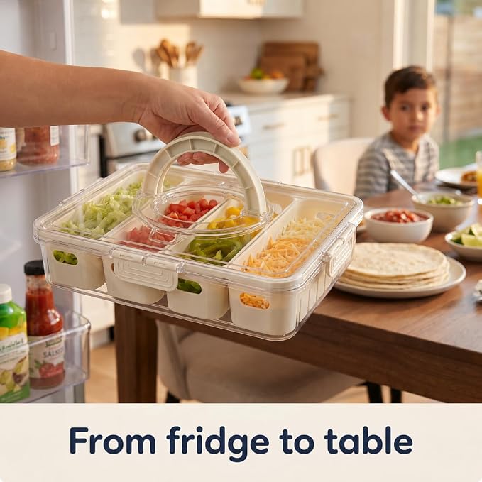 [Hand Wash Only] Salad Bar Containers for Fridge, Veggie Containers for Refrigerator, Salad Prep Containers for Fridge, Veggie Tray with Lid, Storage & Organizer for Fruit, Berry, Produce Keeper - Image 8