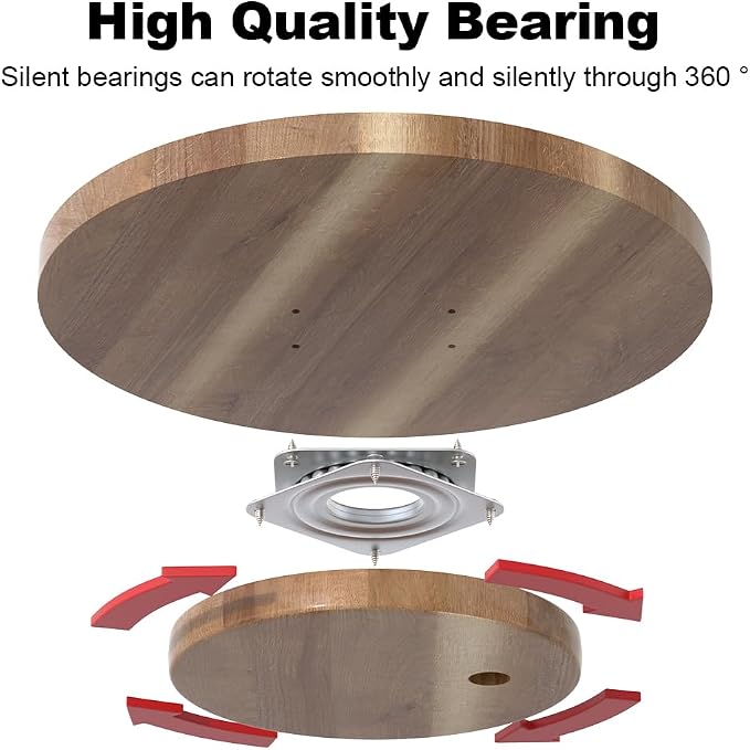 14 inch Wooden Lazy Susan Turntable, Acacia Wood Spinning Organizer for Dining Table, Cabinet, Fridge, countertop, Pantry - Image 5