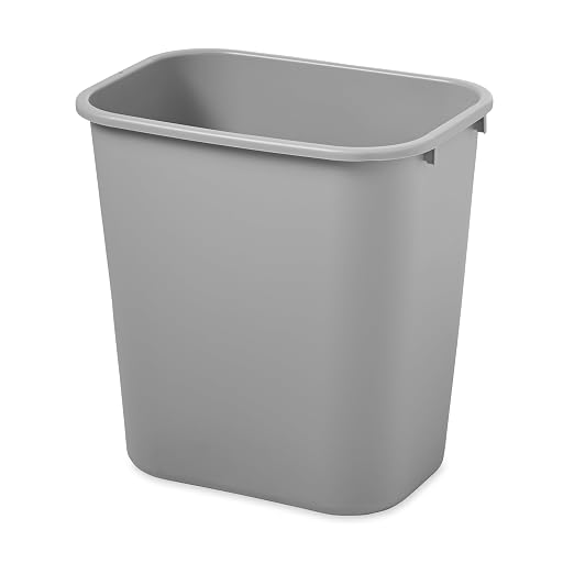 Rubbermaid Commercial Products Resin Wastebasket/Trash Can, 7-Gallon/28-Quart, Gray, Plastic, for Bedroom/Bathroom/Office, Fits Under Desk/Sink/Cabinet by RubbermaidCommercialProducts