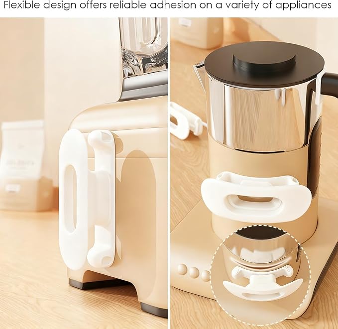 6 Pack Cord Organizer for Kitchen Appliances, Milky White | Upgraded Stackable Silicone Adhesive Cable Management Wrap Holder, for Mixer Blender Air Fryer Pressure Cooker Coffee Maker - Image 3