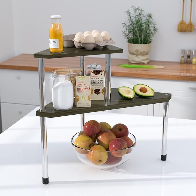 Weenson Bathroom Counter Organizer Corner Shelf - 2 Tier Bathroom Organization Bamboo Bathroom Sink Shelf Kitchen Countertop Organizer Adjustable Free-Standing Counter Storage Shelf(Antique) - Image 6