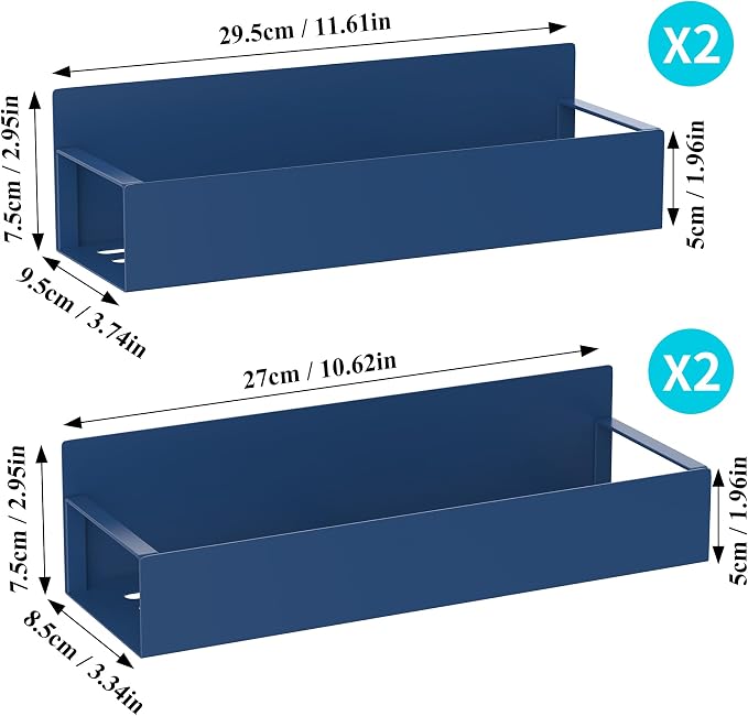 Metal Magnetic Spice Rack for Refrigerator Royal Blue, 4 Pack | Magnetic Shelves Heavy Duty for Fridge in Kitchen, Seasoning Storage Organizer, For Oven Washer and Dryer, For Heavier Items - Image 7