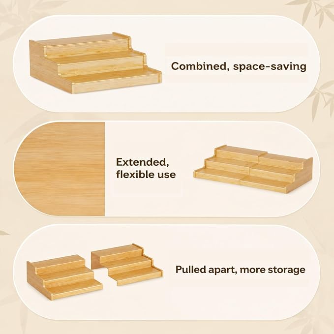 Expandable Bamboo Can Rack Organizer for Pantry, Upgraded 3-Tier Adjustable Can Storage Holder, Pantry Organizers and Storage Holds Up to 24 Cans, Canned Goods Organizer Display for Pantry, Cabinet - Image 9