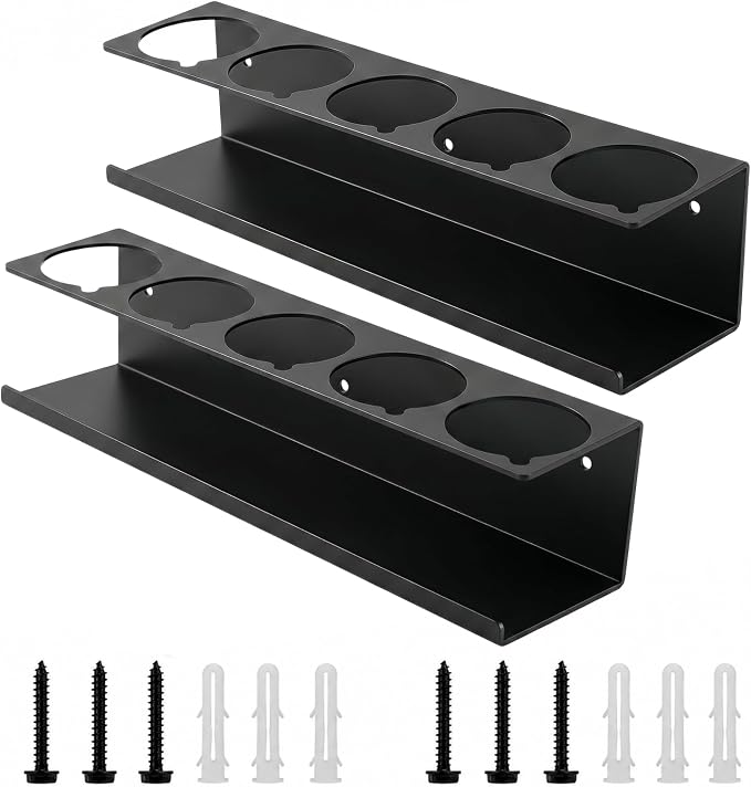 2 Pcs Aerosol Spray Can Holder Rack Organizer for Garage and Shop | Multipurpose Spray Bottle Holder Wall-Mounted, Holds 10 Cans, Steel, Black Powder-Coated, No Assembly Required - Image 8