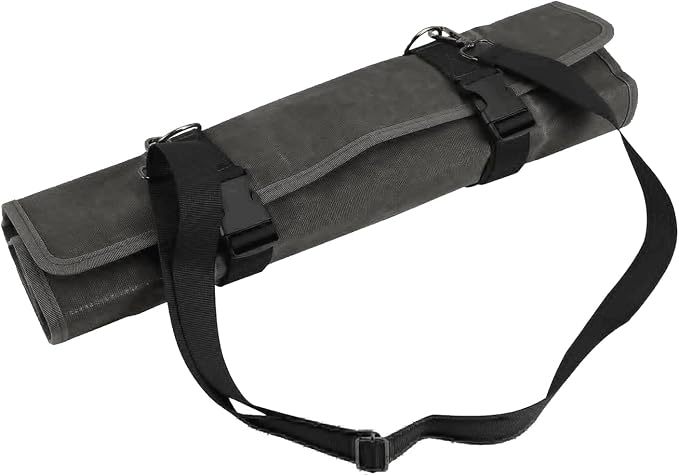 Chef’s Knife Roll Bag,Waxed Canvas Knife Cultery Carrier, Portable Chef Knife Cases,Knife Pouch Holders With 10 Slots Plus 1 Zipper Pockets Can Hold Home Kitchen Knife Tools Up To 18.8” - Image 5