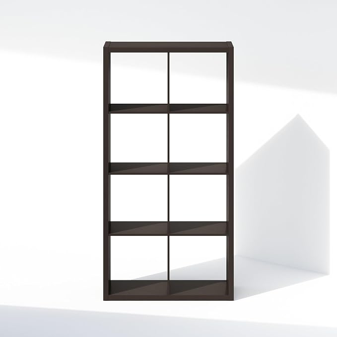 Furinno Simple 8-Cube Storage Organizer, Display Shelf, Dark Oak | Extra Thick Frame, Open Back Shelving Unit, Storage Shelves, for Organization and Storage, Living Room, Home Office - Image 8