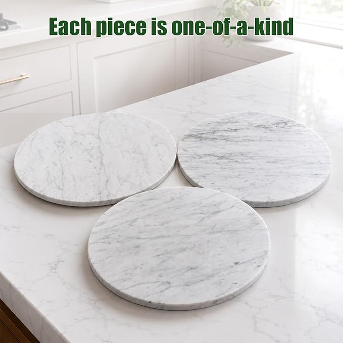 Marble Lazy Susan, 16” Lazy Susan for Table Top Detachable Turntable Organizer for Cabinet Pantry Kitchen Countertop Fridge Bathroom Makeup Vanity Countertop, Bianco Carrara - Image 4