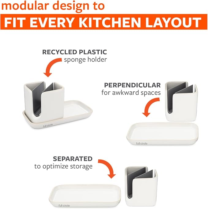 Full Circle Sinkside Ceramic Cleaning Station, Dishwasher Safe, White - Image 4