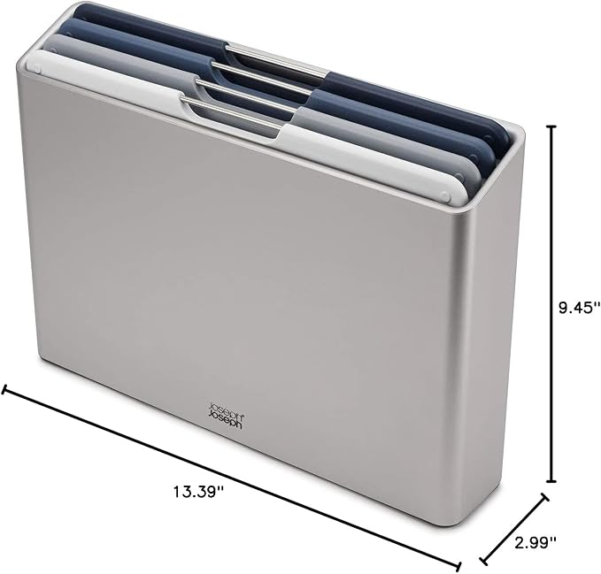 Joseph Joseph Folio 4-Piece Colour coded Cutting Board Set, Slimline case for organized Kitchen storage, Silver - Image 6