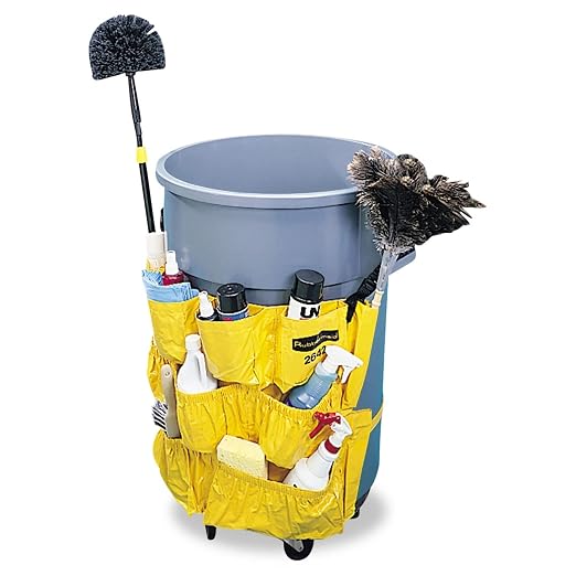 Rubbermaid Commercial Products Supply Organizing Caddy for Brute Trash Cans Yellow Tool Organizer Storage for Spray Bottles/Paper Towels/Gloves/Scrub Brush,(Pack of 6) - Image 3