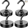 Magnetic Hooks 120Lbs Heavy Duty Magnets with Hook for Cruise Cabin | Strong Magnet Hooks for Hanging Super Metal Magnetic Hanger for Grill Fridge Kitchen Pack of 4 Black by MIKEDE