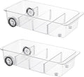 Fridge Organizer and Storage Drawer Roll Out Refrigerator Bins,2 Pack | Silicone Wheels,3 Pack Adjustable Dividers ,Easy to Clean for Pantry Storage Bins, Kitchen Organization by LXLXXL