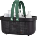 Portable Shower Caddy Basket with Handle Plastic Storage Basket Black Green | Sturdy Drainage Large Capacity Organizer Basket with Silicone Handles for Bathroom Kitchen Bedroom College Dorm Essentials by JiatuA