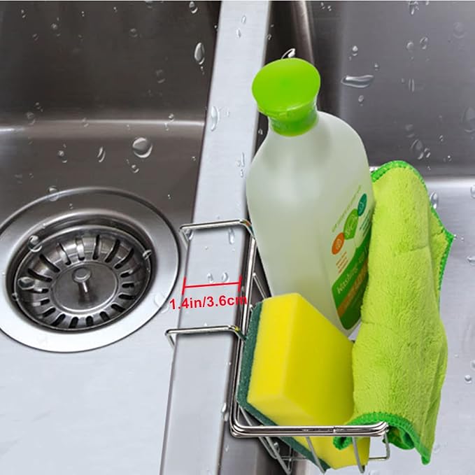 Stainless Steel Sponge Holder for Kitchen Sink | Rust Resistant, Quick Drying, Holds Sponges & Brushes, Stable Over Divider, Space Saving, Large Capacity - Image 4