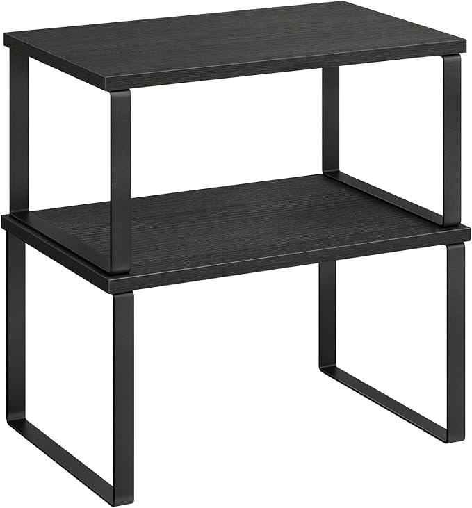 SONGMICS Cabinet Organizer Shelf, Set of 2 Spice Rack, Kitchen Storage | Kitchen Counter Storage Spice Rack, Particleboard, Steel, Ebony and Matte Black, BYSTRO Collection UKCS02B01 by Unknown