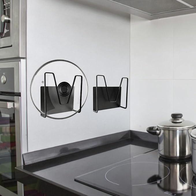 2 Pcs Magnetic Pot Lid Holder,Strong Magnetic Stainless Steel Pot Lid Organizer, Refrigerator Mount Movable Kitchen Storage Rack for Cutting Board, Baking Tray and Pan Covers - Image 3