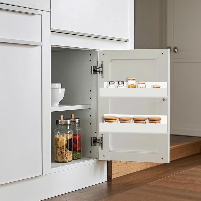 12 Inch Acrylic Spice Rack Wall Mount, White, 2 Pack | Spice Shelf Storage Holder, Hanging Seasoning Rack Organizer, For Cabinet Door, Cupboard or Wall Kitchen - Image 4