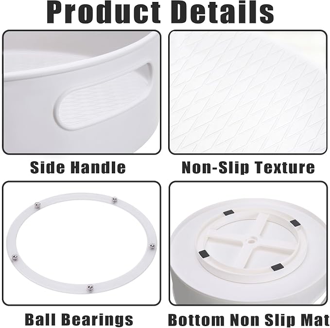 Lazy Susan Turntable 8.66 in 360 ° Rotates Multipurpose Round Turntable for Cabinet, Pantry, Kitchen, Countertop, Fridge, Bathroom Organizer (Small) - Image 6