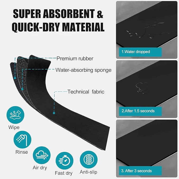 Customizable Kitchen Sink Faucet Mat: 33"Lx5.5"W Absorbent Splash Guard | Non-slip Fabric Rubber Mat, Cut to Fit 2,3,4 Holes Irregular Large Double bowl Sink with Soap Dispenser Air Gap - Image 5