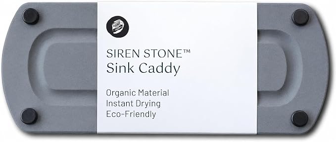 Premium Sink Caddy - Solid Grey Water-Aborbing Diatamaceous Earth Tray for Sink, Elevated Stainless Steel Legs, Non-Toxic, Fast-Drying, Kitchen or Bathroom (Lake Stone) - Image 2