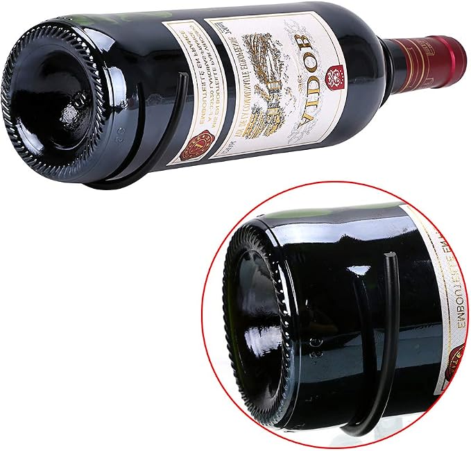 Hipiwe Wall Mounted Wine Rack - Set of 6 Metal Wine Bottle Display Holders | Wall Hanging Red Wine Bottle Organizer Racks with Hardware for Storage Beverages/Liquor Bottle - Image 4