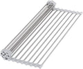 Hhyn Roll-Up Sink Drying Rack 17.7"(L) x 13.8"(W), Gray | Multipurpose Heat Resistant Over The Stainless Steel & Silicone Dish Rollable Kitchen Drainer by Hhyn
