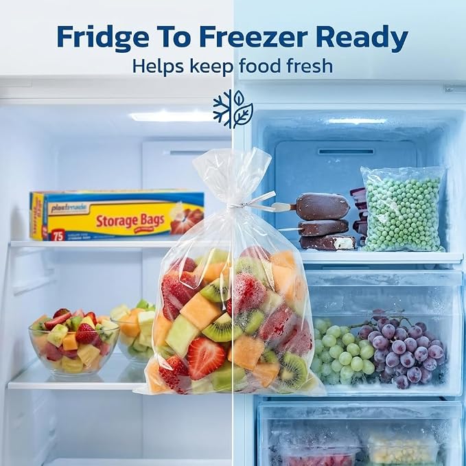 1 Gallon Storage Bags With Twist Ties, 300 Count (4 Packs of 75) | Roomy 11 x 12.5 in baggies for produce, snacks, freezer & pantry; flexible, tear resistant & easy to fill for meal prep - Image 4