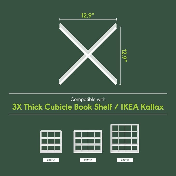 Furinno Cubicle X-Shelf Cube Insert, 3-Shelf Cube Organizer, Dark Oak | 12.9W x 12.9H, Accessory, Fits into Triple Thick Cubes Series, IKEA Kallax, for Organizers and Storage - Image 5