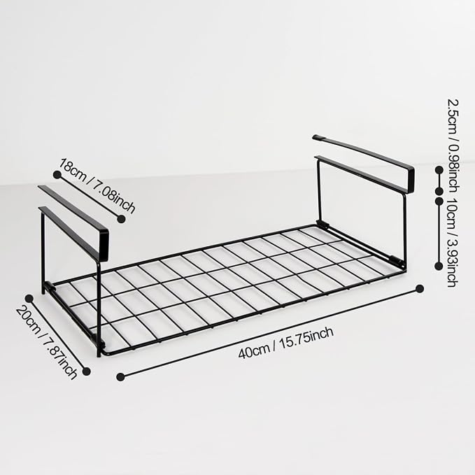 Foil and Plastic Wrap Organizer Kitchen Under Cabinet Desk Pantry Hanging Organizer Storage Foldable Rack (Black) - Image 2