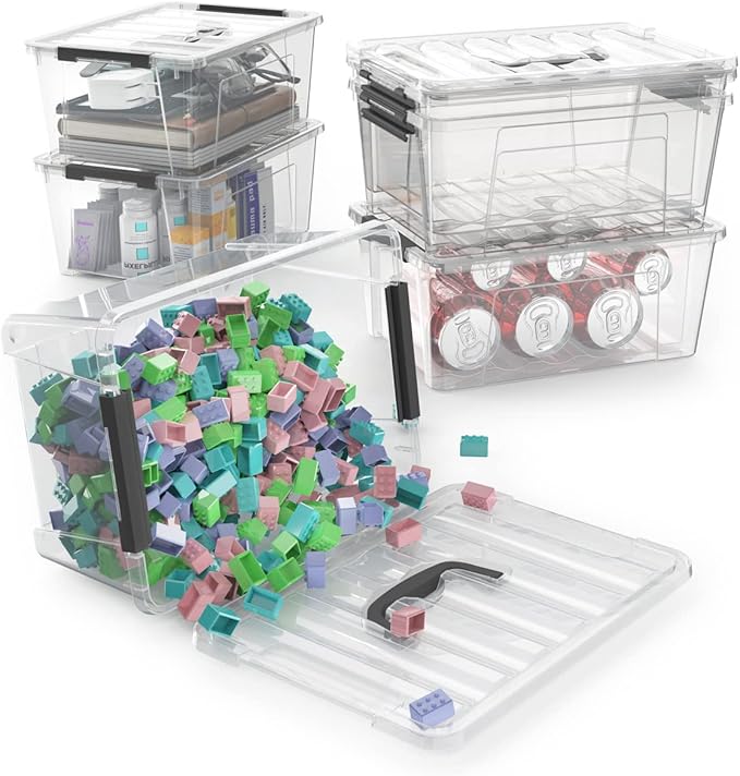 WYT Clear Storage Latch Bins, 6-Pack Storage Organizer Box with Handle and Lids, 5-Litre - Image 8