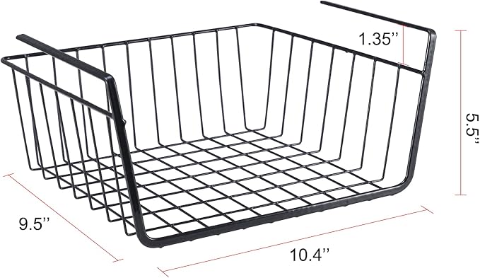 4Pcs Under Shelf Basket Metal Wire Under Cabinet Basket for Kitchen Pantry | Under Shelf Storage Basket Slides Under Shelves for Storage Space Saving for Kitchen Pantry Closet Office 22 lb Capacity - Image 9