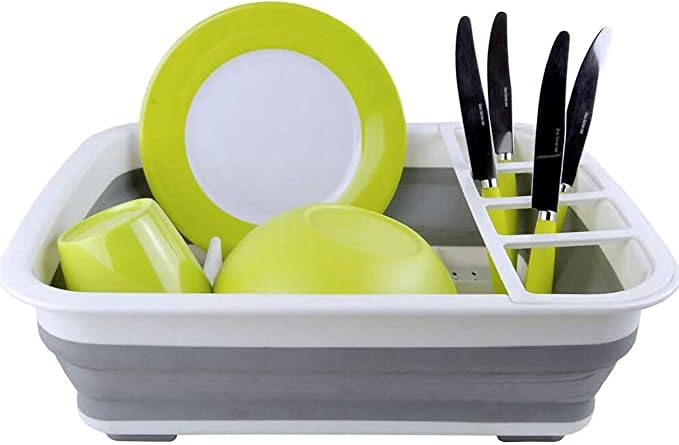 Dish Drying Rack Collapsible Dish Drying Rack Portable Dinnerware Drainer Organizer for Kitchen RV Campers Travel Trailers Space Saving Kitchen Storage Rack Tray Camper Must Haves - Image 4