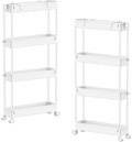2-piece Set Slim Storage Cart 3 Tier,Bathroom Organizer Rolling Utility,Mobile Shelving Unit Slide Out for Office, Kitchen, Laundry Room & Narrow Places by Home