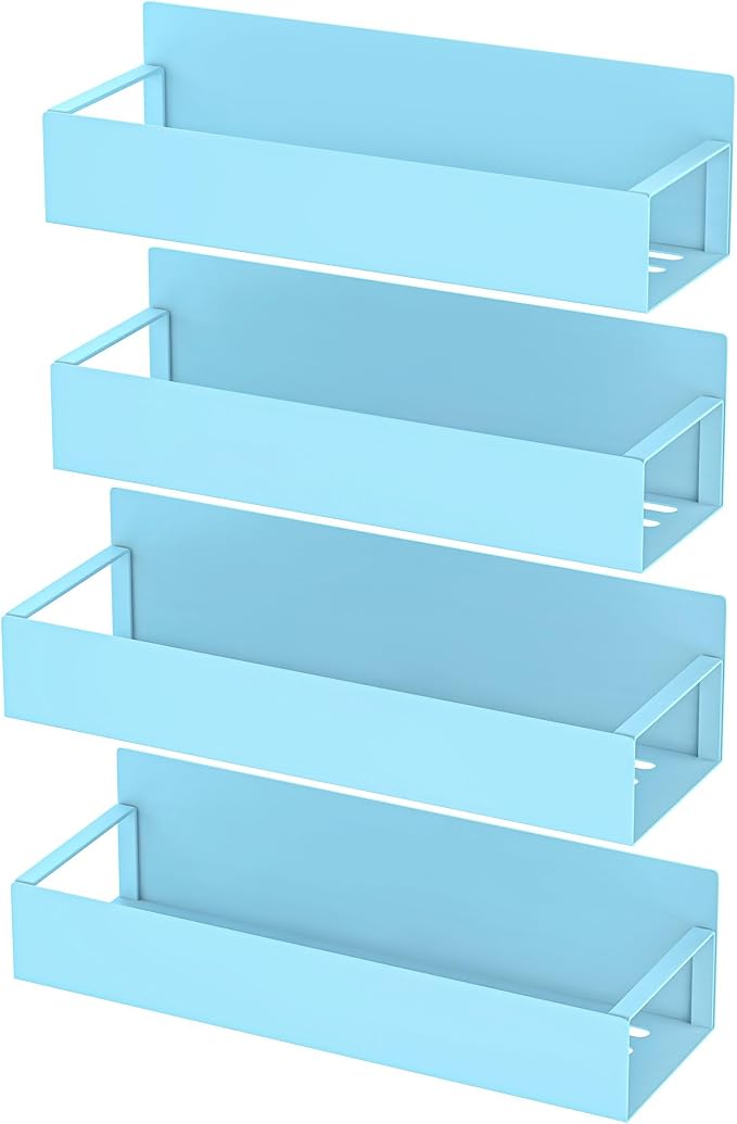 Metal Magnetic Spice Rack for Refrigerator Blue, 4 Pack | Magnetic Shelves Heavy Duty for Fridge in Kitchen, Seasoning Storage Organizer, For Oven Washer and Dryer, For Heavier Items - Image 5