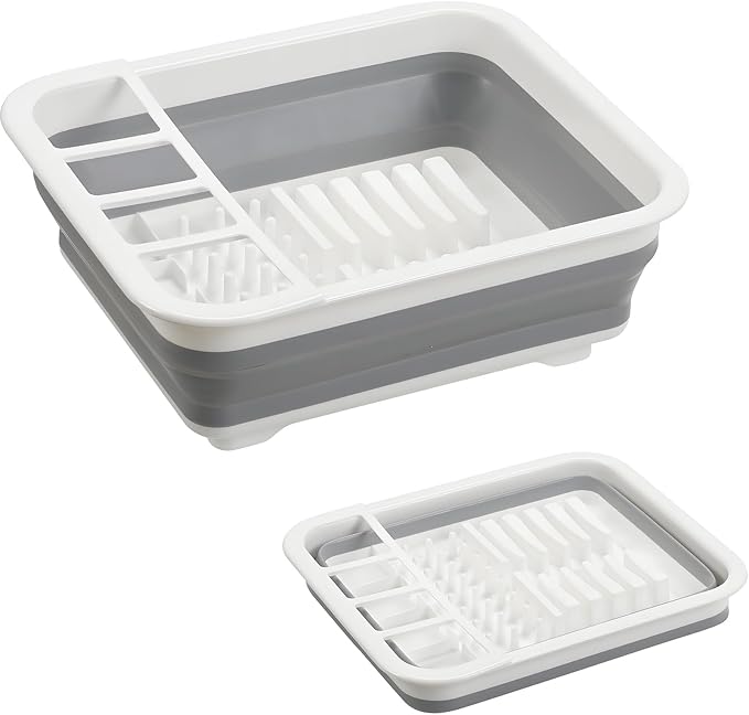Collapsible Dish Drying Rack, Foldable Dinnerware Drainer Organizer for Storage Kitchen Counter RV Accessories Portable Rack Holders for Dishes Plates and Cups Camping Travelling Space Saver Essential by Craftend