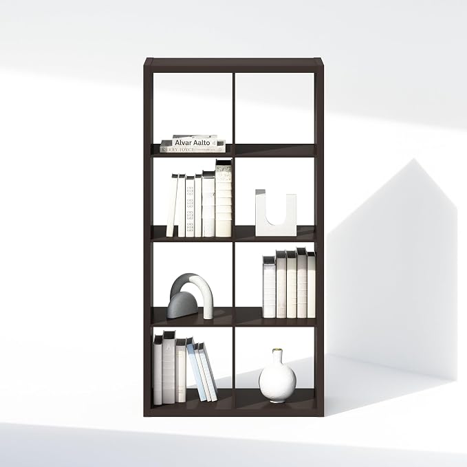Furinno Simple 8-Cube Storage Organizer, Display Shelf, Dark Oak | Extra Thick Frame, Open Back Shelving Unit, Storage Shelves, for Organization and Storage, Living Room, Home Office - Image 6