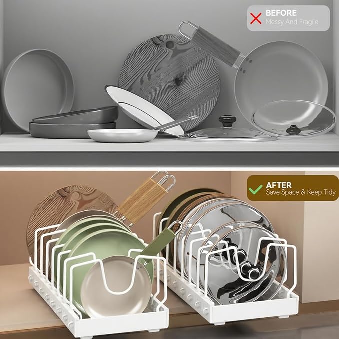 Pull Out Pot Lid Organizer | Cabinet Pan Rack, 10 Dividers - Image 4