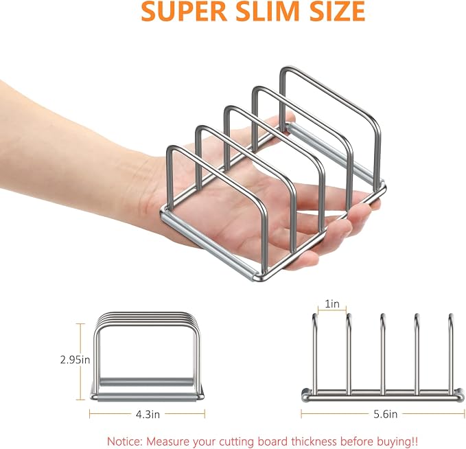 Cutting Board Organizer Stand Holder,304 Stainless Steel Chopping Board Holder,Pot Pan Lid Holder Rack kitchen Shelf Bakeware,Cookie Sheets Organizer (1.0 Inch Width Slots) - Image 2