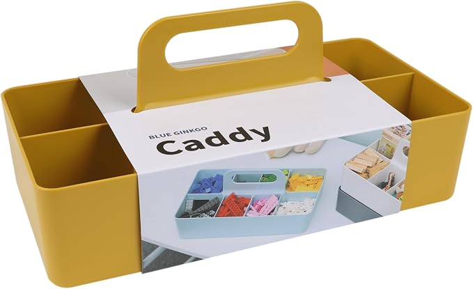 BLUE GINKGO Stackable Organizer Caddy, Long, Yellow, Made in Korea | Portable. Adjustable. Home, Office & School Storage. by BLUEGINKGO