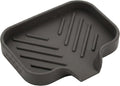 MicoYang Silicone Soap Dish with Drain Spout, Self-Draining Sink Organizer Tray for Bathroom and Kitchen, Sponges, Dispensers and Soap Holder, Non-Slip and Dishwasher Safe, Coffee (Compact, 4.9"×3.2") by MicoYang