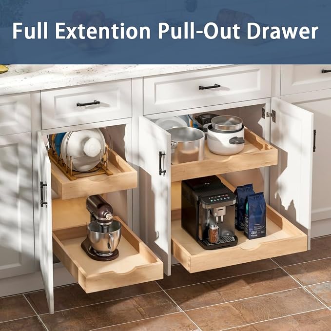 Pull Out Cabinet Drawers - 6x2 Size Options (12-23'W,18-21'D), Pre-Assembled with Soft Close Slides, Solid Beechwood, Easy Installation (14'W x 21'D) - Image 3
