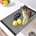 Ahyuan Large Roll up Dish Drying Rack Foldable Dish Rack Over Sink Dish Drainer Roll-up Sink Drying Rack Full Silicone Coated Stainless Still Dish Drying Rack (Matte Black, 20.5''X13.13'') by Ahyuan