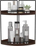 Dorhors Corner Bathroom Counter Organizer,Vanity Countertop Storage Shelf | 2-Tier Walnut Rack Holder for Skincare,Perfume,Makeup,Lotion,Wood Sink Tray Stand for Kitchen,Restroom,Dresser by Dorhors