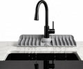 Premium Kitchen Sink Splash Guard – 16" x 5.7" Silicone Faucet Mat with Secure Pressure Clip, True 10° 3D Drainage(No Pooling), Anti-Lift Design, Flexible Leak-Sealing Ring, Non-Slip Fit Behind Faucet by Pilova